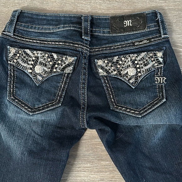 Miss Me Denim - Women’s MISS ME Denim Bling Rhinestones Mid-Rise Bootcut Jeans, Size 26.